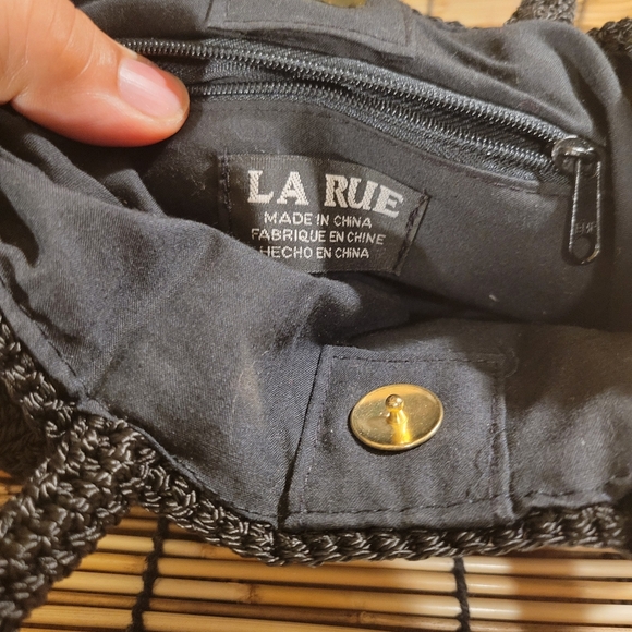 Vintage La Rue Mini Lined Crocheted Black Women's Bag - Picture 5 of 5